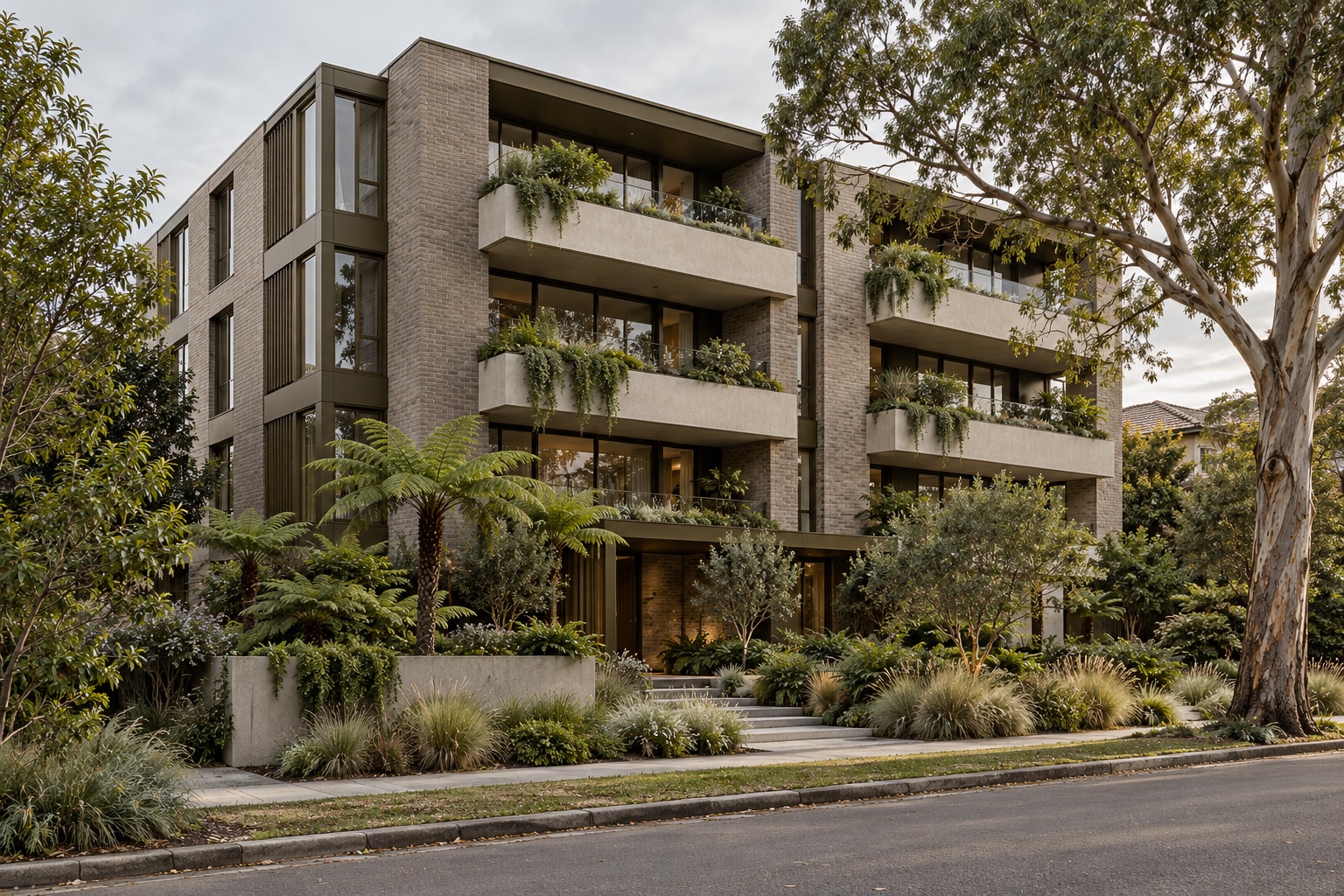 Generated illustration of a boutique apartment building